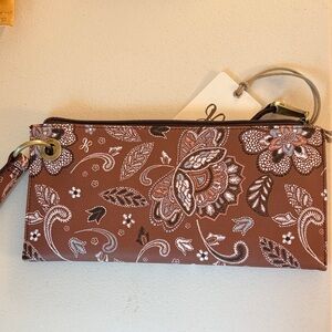 Floral Brown Wristlet